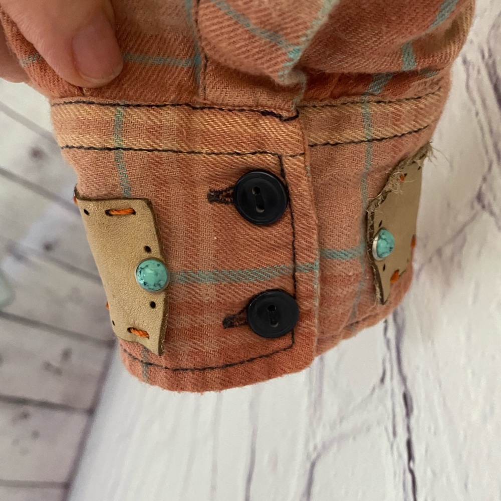 Repurposed Bleach Tie Dyed Rock Band Flannel Shirt Gem